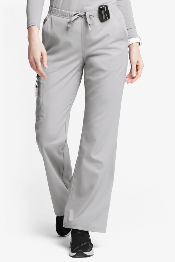Butter-Soft Originals Women's 6-Pocket Mid Rise Flare Leg Scrub Pants - Silver - 1