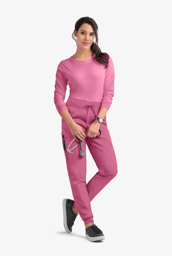 Pantal&oacute;n m&eacute;dico Butter-Soft STRETCH estilo cargo jogger con 5 bolsillos para mujer - Berry Haze - 3
