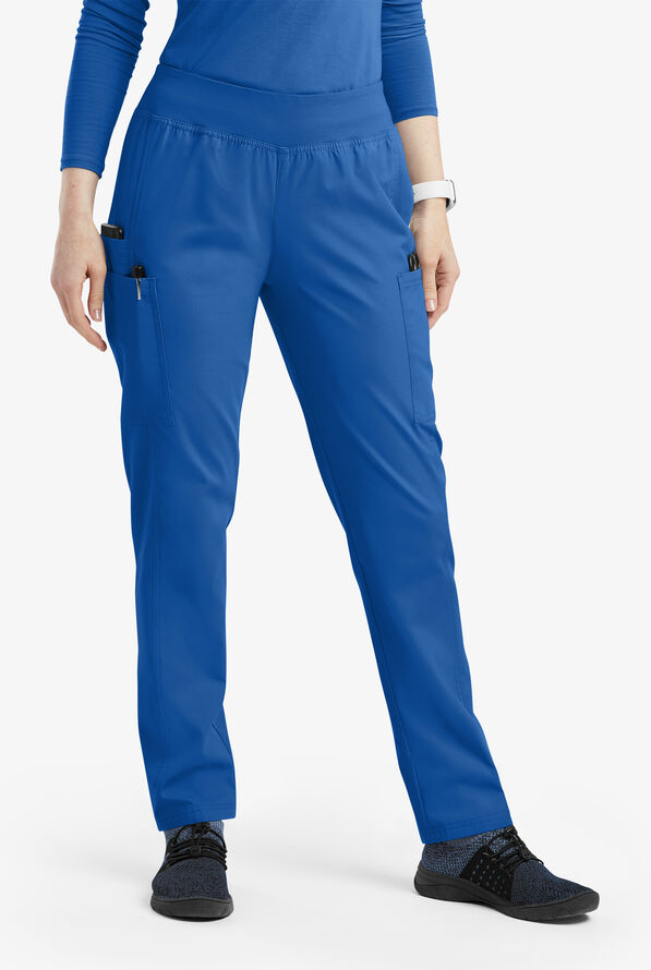Pantalón médico Butter-Soft Originals de tiro medio estilo yoga con piernas entalladas y 5 bolsillos para mujer - Royal - 1
