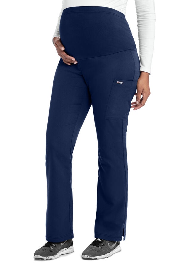 Grey's Anatomy by Barco Women's 1-Pocket Maternity Knit Waist Cargo Scrub Pants - Indigo - 1