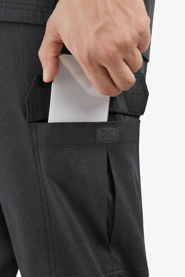 Butter-Soft STRETCH Men's 7-Pocket Cargo Jogger Scrub Pants - Heather Charcoal - 3