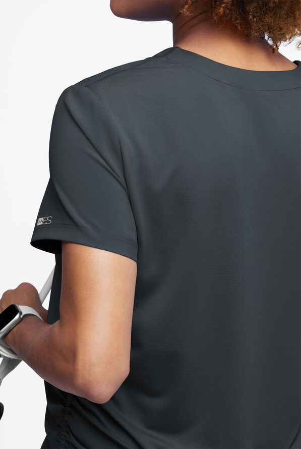 Easy STRETCH Tori Women's Cooling Knit Back Maternity Scrub Top - Pewter - 4