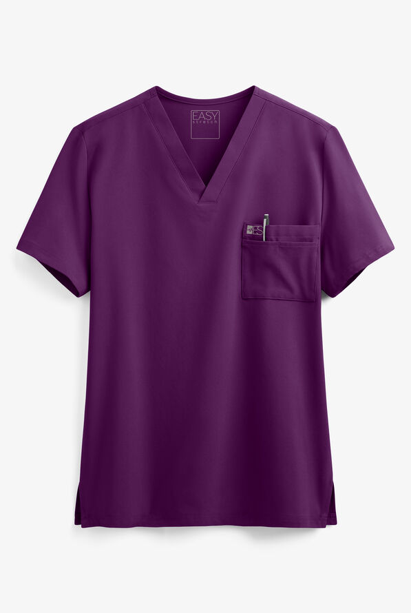 Easy STRETCH Riley Unisex 3-Pocket V-Neck Scrub Top - Eggplant - 1