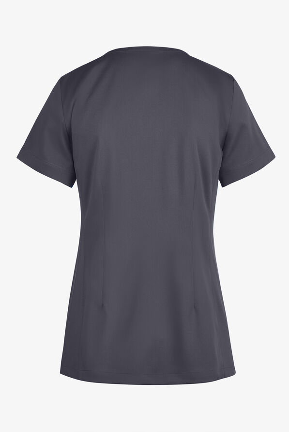 Healing Hands Purple Label Jean Women's 3-Pocket STRETCH Jewel Neck Scrub Top - Pewter - 2
