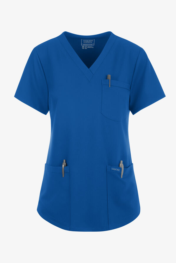 Cherokee Workwear Originals Ultra Women's 3-Pocket V-Neck Scrub Top - Royal - 1