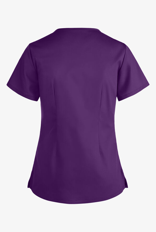 Blusa m&eacute;dica UA Butter-Soft STRETCH con ojales y 4 bolsillos para mujer - Eggplant - 4