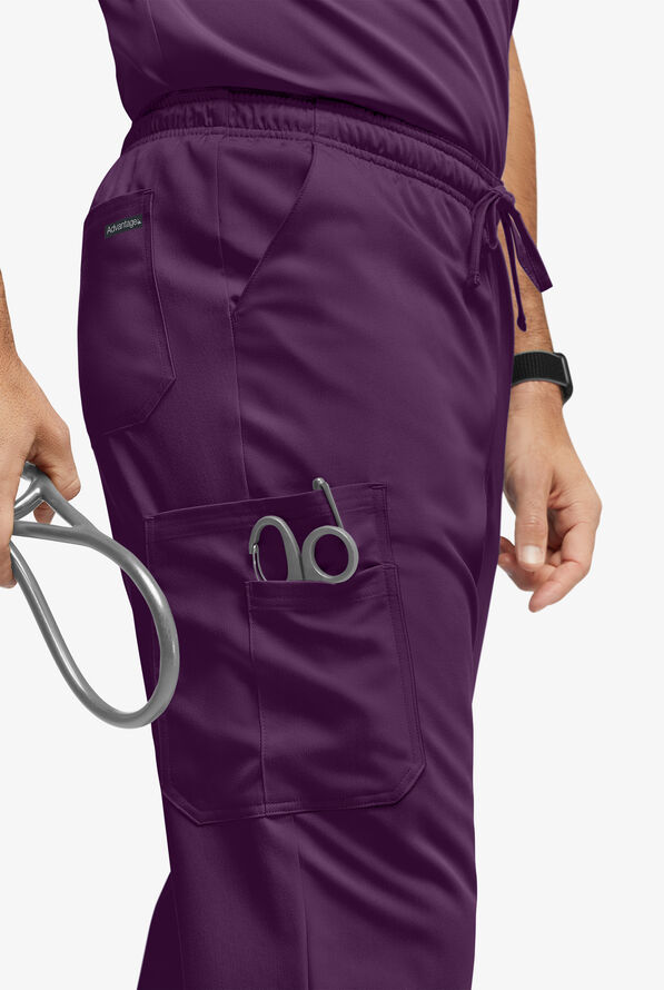 Advantage STRETCH Men's 6-Pocket Cargo Scrub Pants - Eggplant - 2