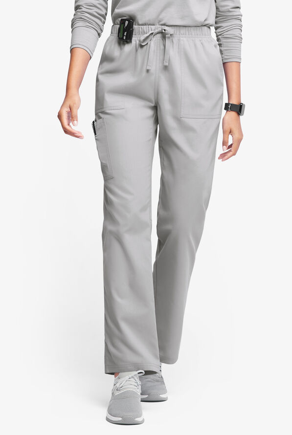 Pantalón médico Butter-Soft Originals de tiro medio estilo cargo con piernas rectas y 7 bolsillos para mujer - Silver - 1