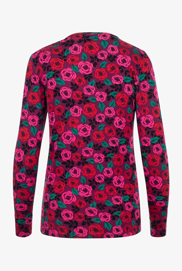 Zoe & Chloe Rosey Posey Knit Women's STRETCH  Long Sleeve Knit Underscrub - null - 2