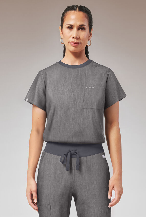 Hypothesis Women's Base Crew-Neck Tuck-In Scrub Top - Graphite - 1