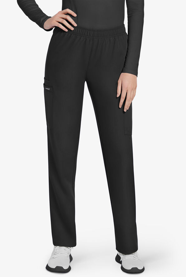 Cherokee Workwear Originals Ultra Women's 3-Pocket Pull-on Slim Leg Scrub Pants - Black - 1