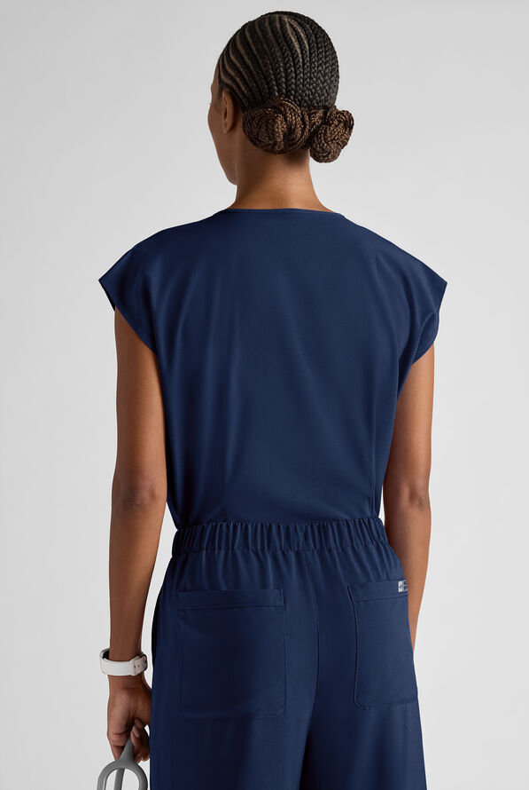 Easy STRETCH Women's Dolman Sleeve Crew Neck Scrub Top - Navy - 7