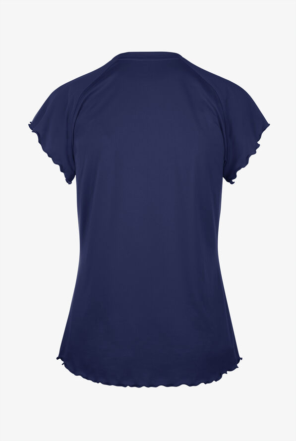 Blusa médica Med Couture Layers Knit STRETCH con dobladillo fruncido y 1 bolsillo para mujer - Navy - 2