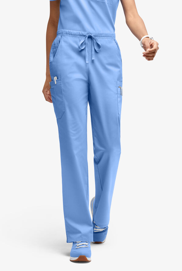 Butter-Soft STRETCH Women’s 10-Pocket Mid Rise Straight Leg Scrub Pant - Ceil Blue - 1