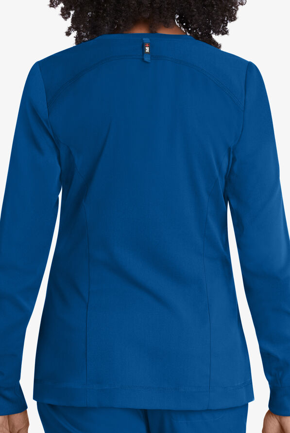 Grey's Anatomy by Barco Spandex STRETCH Millie Women's 3-Pocket Zip Front Warm Up Scrub Jacket - Royal - 2