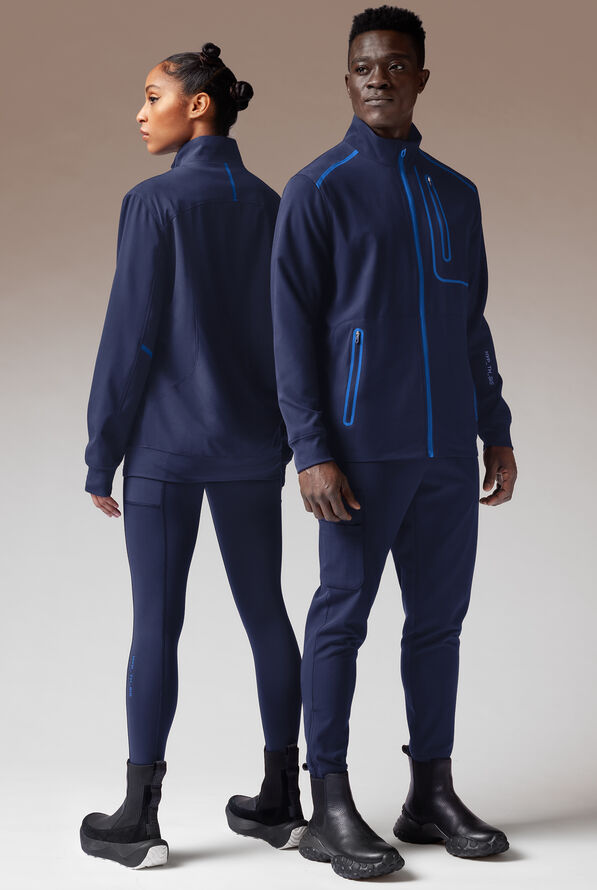 Hypothesis F-Zip Unisex Zip Front Scrub Jacket - Navy/Royal - 3