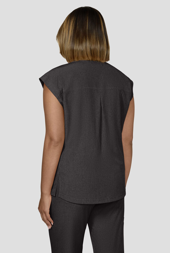 koi Basics Kenley Women's STRETCH 3-Pocket Dolman Sleeve Crew Neck Scrub Top - Charcoal - 4