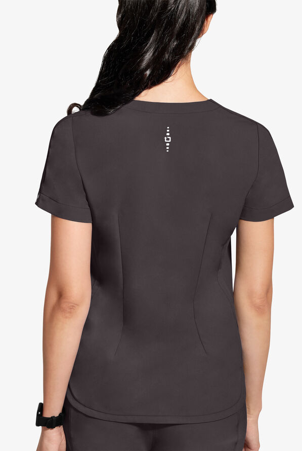 Healing Hands 360 Skyler Women's 2-Pocket STRETCH Race Stripe V-Neck Scrub Top - Pewter - 3