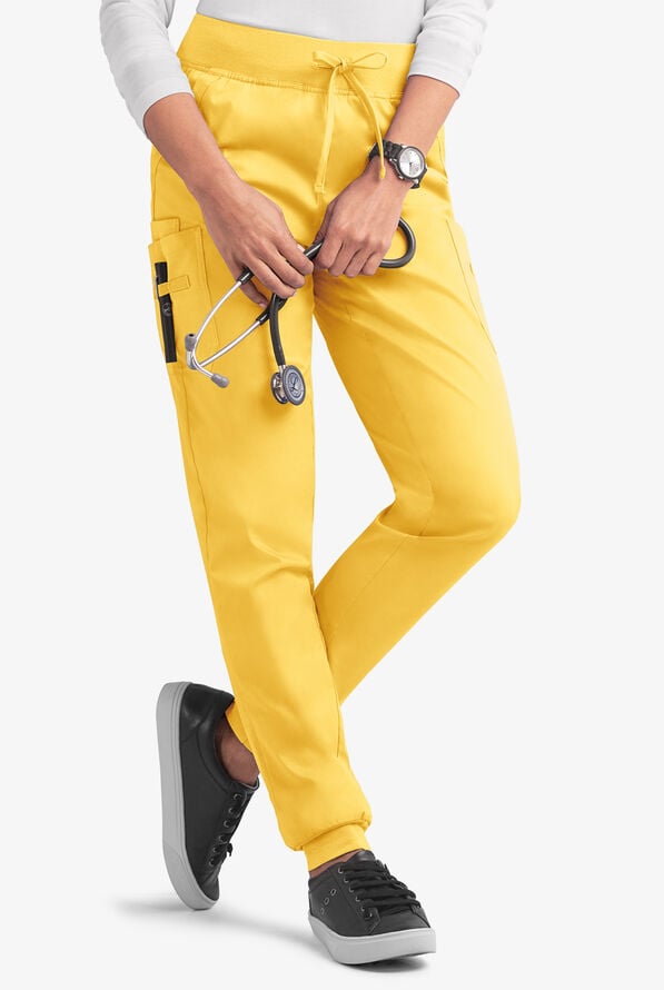 Butter-Soft STRETCH Women's 5-Pocket Cargo Jogger Scrub Pants - Pineapple - 1