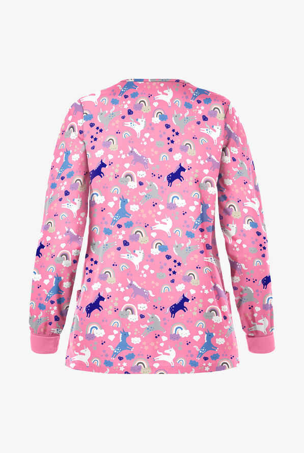 Chaqueta m&eacute;dica estampada Butter-Soft Unicorn Adventure Ballet con 2 bolsillos para mujer - null - 2