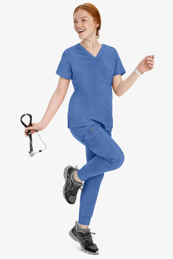 Healing Hands Purple Label Toby Women's 7-Pocket STRETCH Jogger Drawstring Scrub Pant - Ceil Blue - 6