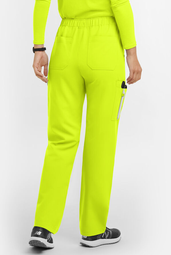 MOVEMENT by Butter-Soft Rigel Women's 9-Pocket Interior Drawstring STRETCH Scrub Pants - Petite - Intense Lime - 2