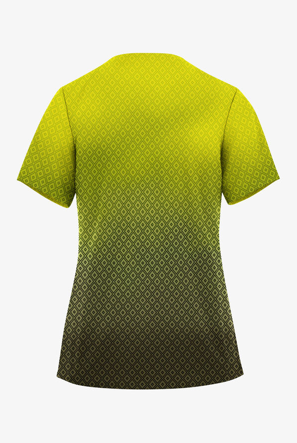 Blusa médica estampada Easy STRETCH Geo Gradient Eggplant con cuello en V para mujer - null - 2