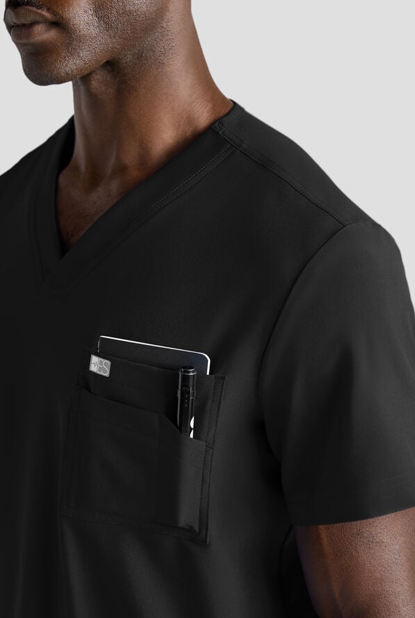 Easy STRETCH Men's 6-Pocket V-Neck Scrub Top - Onyx Black - 4