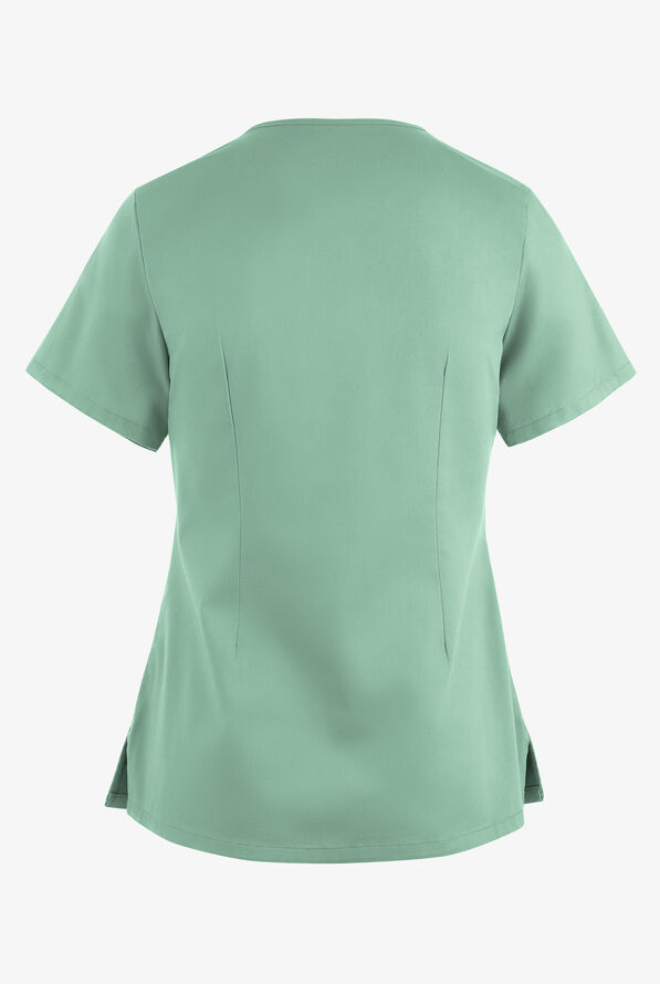 Blusa m&eacute;dica UA Butter-Soft STRETCH con lazos entrecruzados y 4 bolsillos para mujer - Water Mint - 4