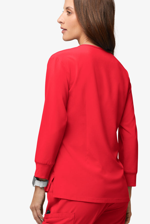 Easy STRETCH Women's Josie 2-Pocket Relaxed 3/4" Sleeve Scrub Top - Atomic Red - 3