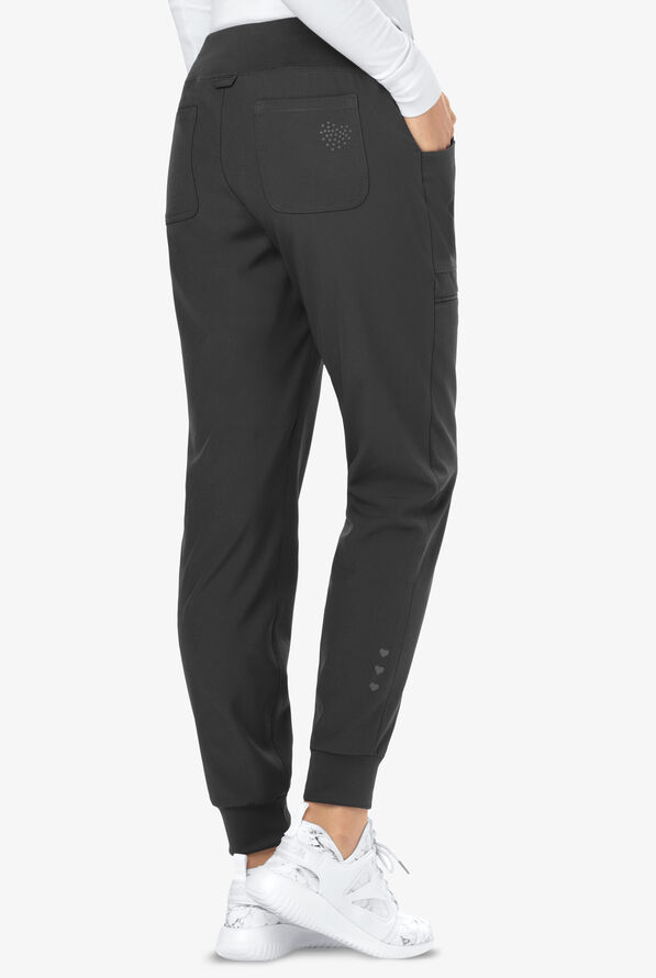 heartsoul Scrubs Break On Through Women's 6-Pocket STRETCH Elastic Cuff Jogger Scrub Pants - Tall - Black - 2