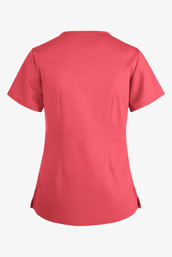 Blusa m&eacute;dica UA Butter-Soft STRETCH con ojales y 4 bolsillos para mujer - Coral Spice - 4