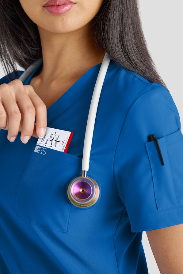 Conjunto de uniforme m&eacute;dico Easy STRETCH con 10 bolsillos para mujer - Royal - 4