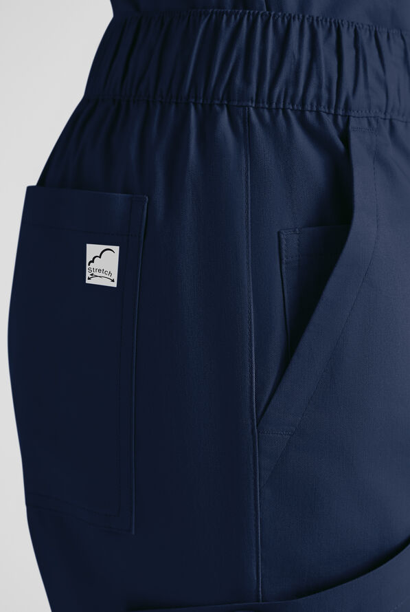 Butter-Soft STRETCH Women's 8-Pocket Cargo Button Front Pant With Fly Scrub Pants - Navy - 6