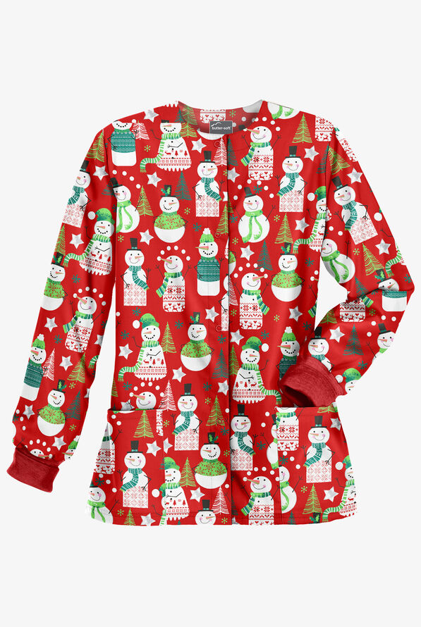 UA ButterSoft Juggling Snowman Red Women's 2Pocket Warm Up Print