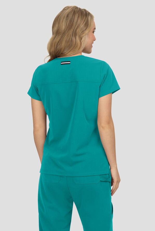 Blusa m&eacute;dica Koi Next Gen Hustle and Hear con cuello en V y 3 bolsillos para mujer - Teal - 4