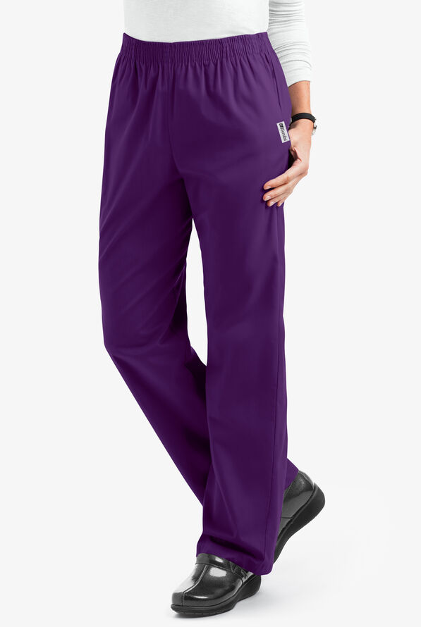 UA Best Buy Scrubs Women's 2-Pocket Elastic Waist Pants - Eggplant - 1