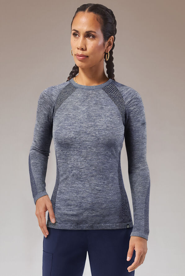 Camiseta médica Hypothesis Inner K Contour con mangas largas y cuello redondo para mujer - Navy - 1