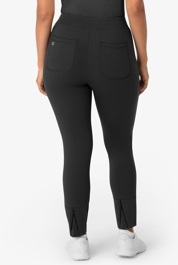 Wink Renew Knit Women's 5-Pocket STRETCH Ankle Zip Track Scrub Pants - Black - 2