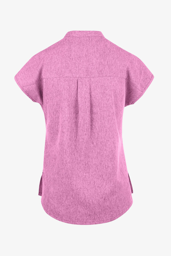 Blusa m&eacute;dica koi Basics Ari STRETCH con cuello mao y 1 bolsillo para mujer exclusiva de UA - Heather Pansy - 2