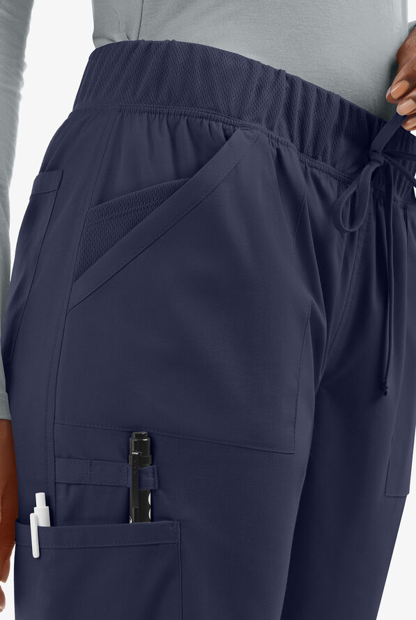 UA Exclusive Cherokee Workwear Professionals Active Women's 5-Pocket STRETCH Tapered Leg Scrub Pants - Petite - Navy - 2