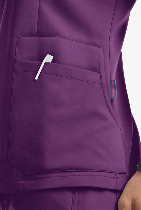 MOVEMENT by Butter-Soft STRETCH Antares Women's 6-Pocket V-Neck Scrub Top - Eggplant - 8