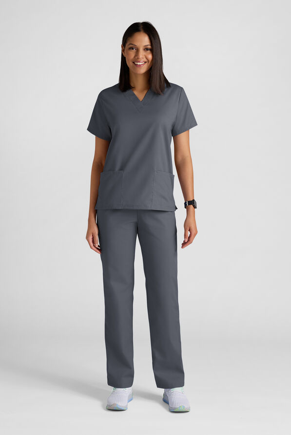 Strictly Scrubs Women's 4-Pocket Scrub Set - Pewter - 2