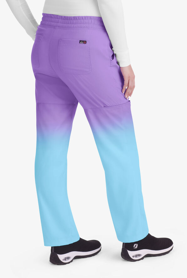 Pantalón médico koi Lite™ Descent Ombre estilo cargo con 5 bolsillos para mujer - French Lavender/Blue - 3