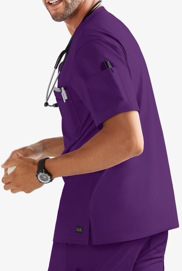 Butter-Soft STRETCH Men's 4-Pocket V-Neck Scrub Top - Eggplant - 2