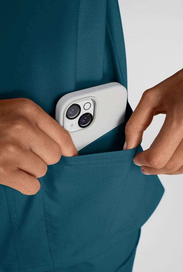 Butter-Soft STRETCH FLXTEK+ Women's 4-Pocket V-Neck Scrub Top - Caribbean Blue - 5