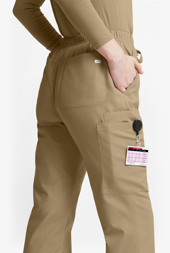 Butter-Soft Originals Women's 6-Pocket Mid Rise Flare Leg Scrub Pants - Golden Sand - 3