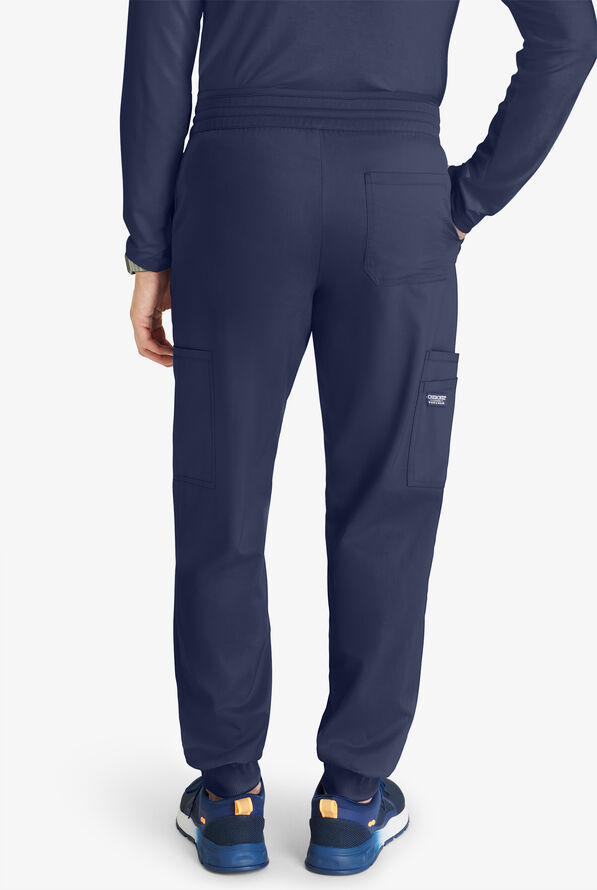 Cherokee Workwear Revolution Men's 5-Pocket STRETCH Mesh Waistband Cargo Jogger Scrub Pants - Navy - 2