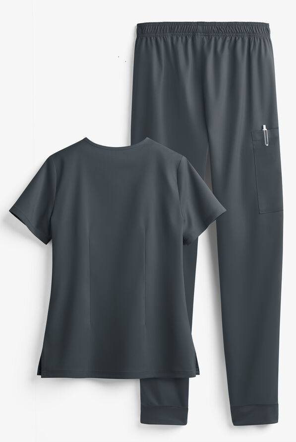 Tafford Active STRETCH Women's 5-Pocket Jogger Scrub Set - Pewter - 2