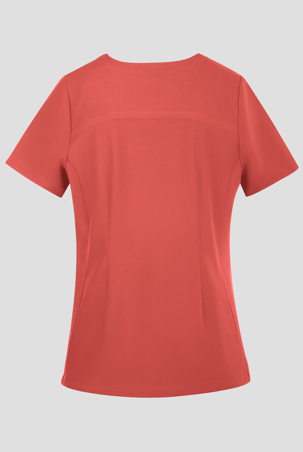 Healing Hands Quest Briana Women's 3-Pocket STRETCH Y-Neck Scrub Top - Warm Sunrise - 2